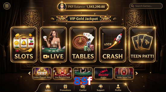 Main screen of 89F casino page for PK players